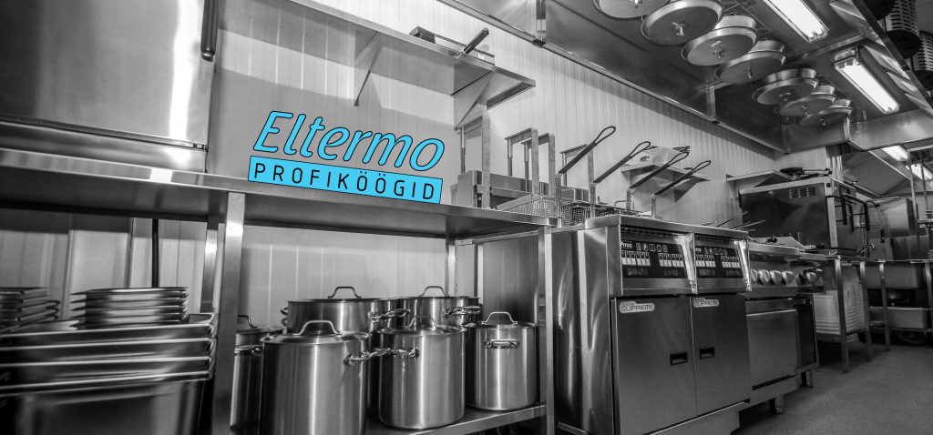 Eltermo Profiköögid poolt sisustatud professionaalne köök, kus on erinevad suurköögi seadmed.